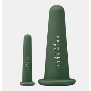 Primally Pure Facial Cupping Set Forest Green Silicone Face Neck Therapy Duo